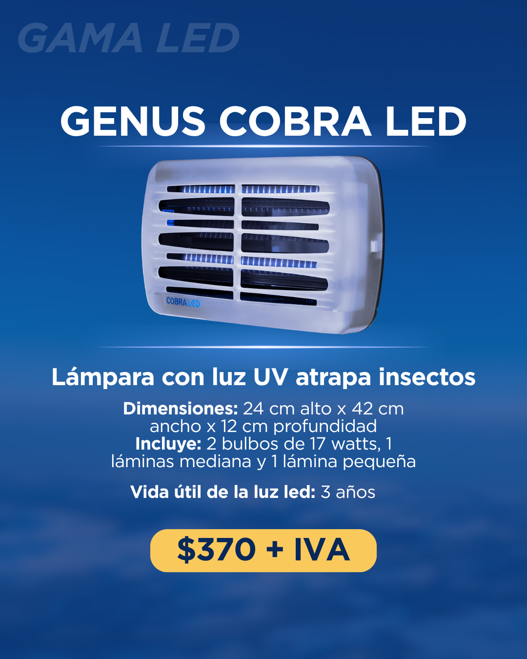 GENUS COBRA LED Lámpara con luz UV atrapa insectos